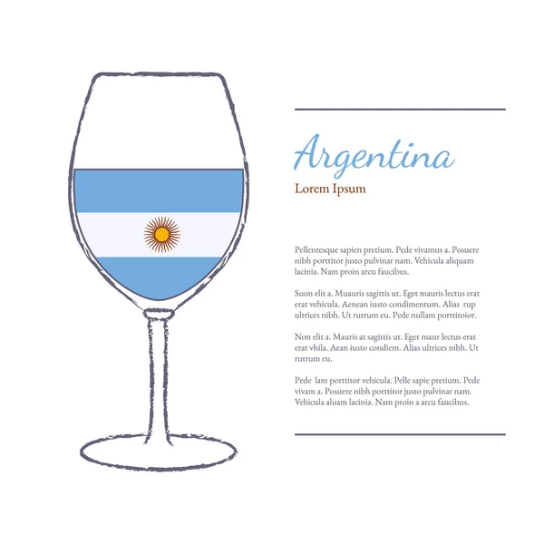 Copa de vino con bandera nacional — Vector de stock