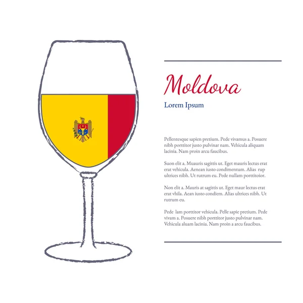 Copa de vino con bandera nacional — Vector de stock
