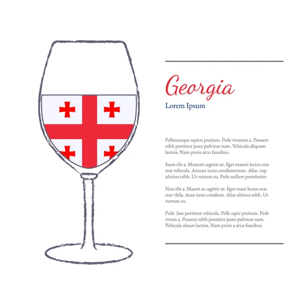 Verre à vin avec drapeau national — Image vectorielle