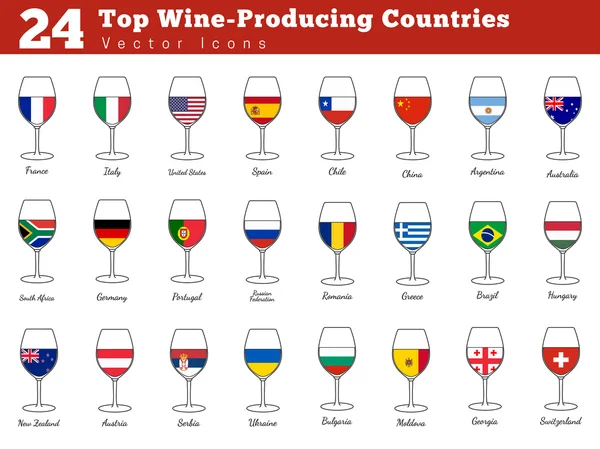 Top wine producing countries — Stock Vector
