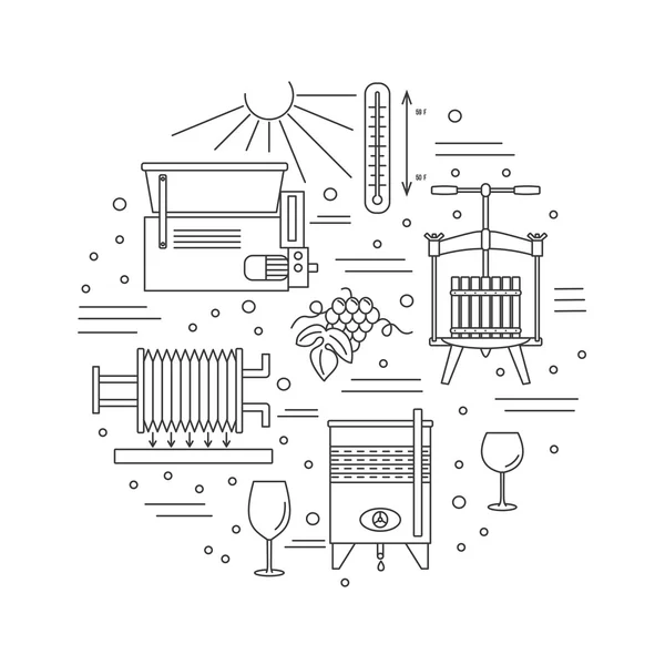 Elaboración de vinos, concepto de diseño gráfico de cata de vinos — Vector de stock