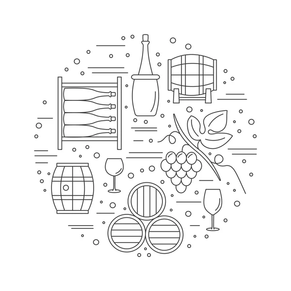 Vinification, dégustation de vin concept graphique — Image vectorielle