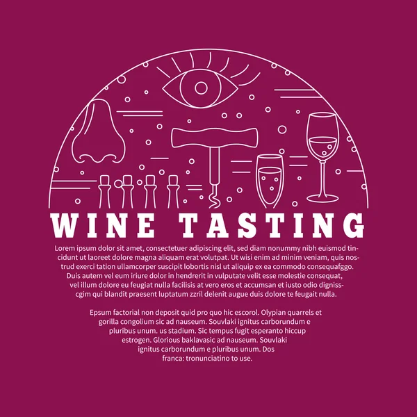 Elaboración de vinos, concepto de diseño gráfico de cata de vinos — Vector de stock