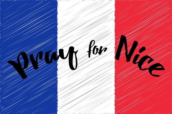 Frase Pregare per Nizza scritto sulla bandiera — Vettoriale Stock