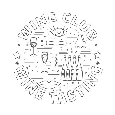 Şarap yapımı, grafik tasarım tatma şarap kavramı