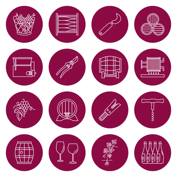 Set of winemaking, wine tasting icons — Stock Vector