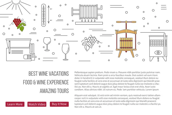 Modèle de page de renvoi de site Web pour l'industrie viticole — Image vectorielle