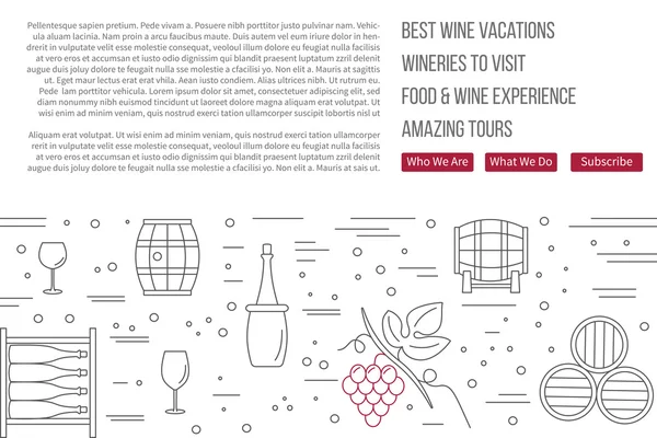 Website Landing Page Vorlage für die Weinindustrie — Stockvektor