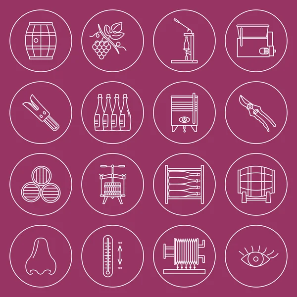 Set of winemaking, wine tasting icons — Stock Vector