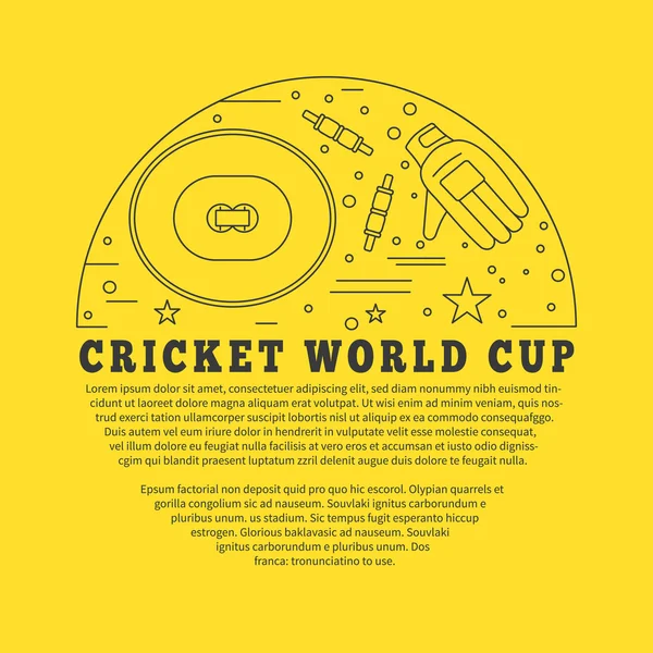 Kriket spor oyun grafik tasarım konsepti — Stok Vektör