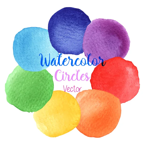 Colori arcobaleno vettoriale acquerello macchie di vernice — Vettoriale Stock
