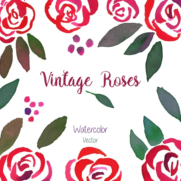 Cartão Invitarion com aquarela rosas vintage — Vetor de Stock