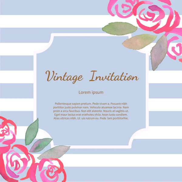 Carte Invitarion avec aquarelle roses vintage — Image vectorielle