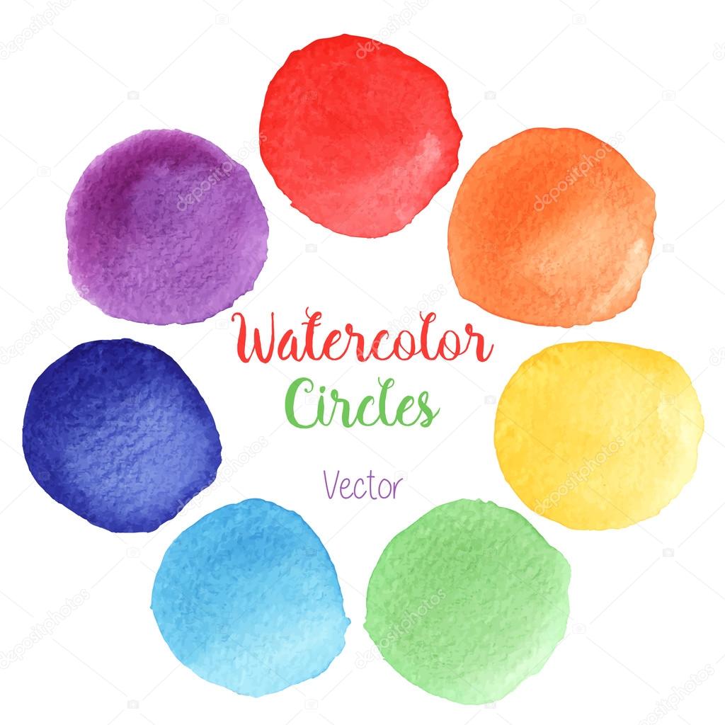 Vector rainbow colors watercolor paint stains