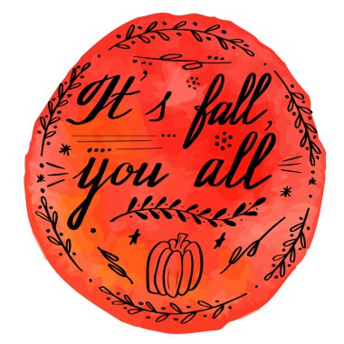 Sonbahar suluboya afiş el yazı ile