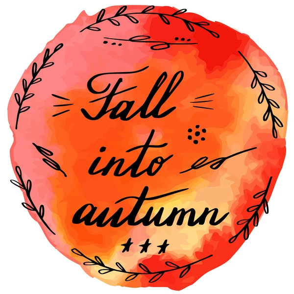 Banner de acuarela de otoño con letras de mano — Vector de stock