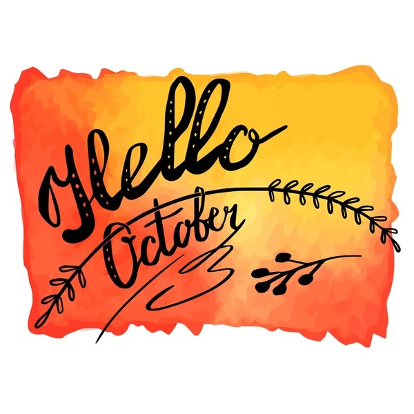 Banner de acuarela de otoño con letras de mano — Vector de stock