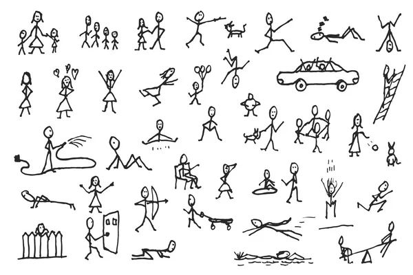 Conjunto de figuras de palo en movimientos Ilustración De Stock