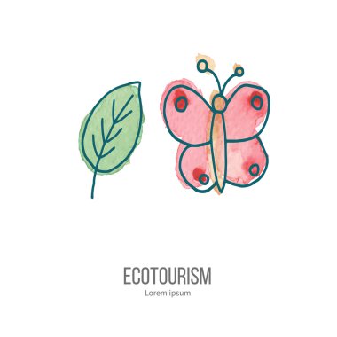 Suluboya doku vektör ekoturizm doodle