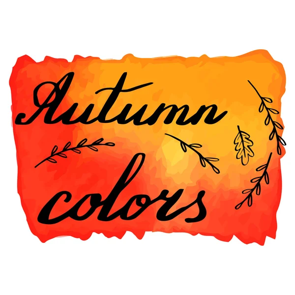 Banner de acuarela de otoño con letras de mano — Archivo Imágenes Vectoriales