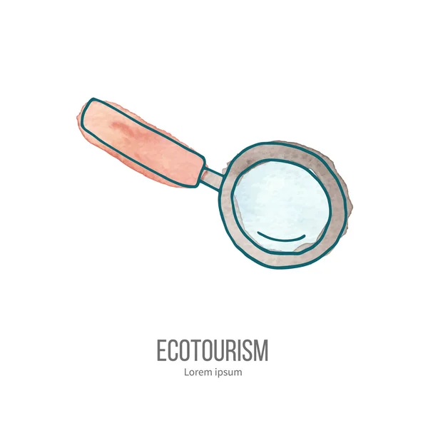 Écotourisme vectoriel gribouille sur la texture de l'aquarelle — Image vectorielle