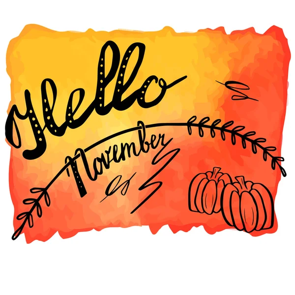 Banner de acuarela de otoño con letras de mano — Vector de stock