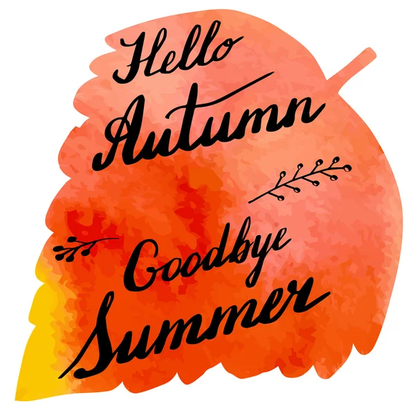 Banner de acuarela de otoño con letras de mano — Archivo Imágenes Vectoriales