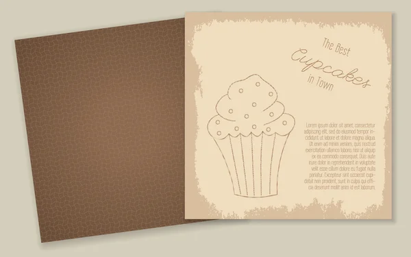 Conjunto de plantillas con bonitas ilustraciones de cupcakes dibujados a mano . — Vector de stock