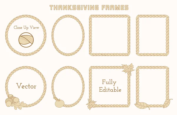 Set van Thanksgiving frames met hand getekende elementen. — Stockvector