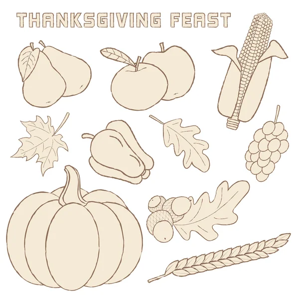 Vector template with hand drawn Thanksgiving elements. — 图库矢量图片