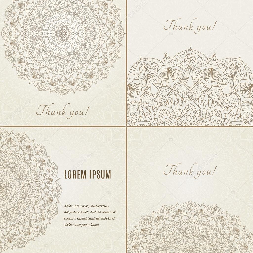 Collection of cards with complex, detailed mandala 