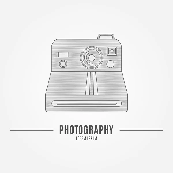 Old camera - branding identity element, isolated on white backgr — Stock Vector
