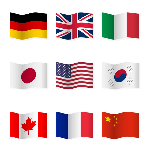 Acenando bandeiras de diferentes países . — Fotografia de Stock