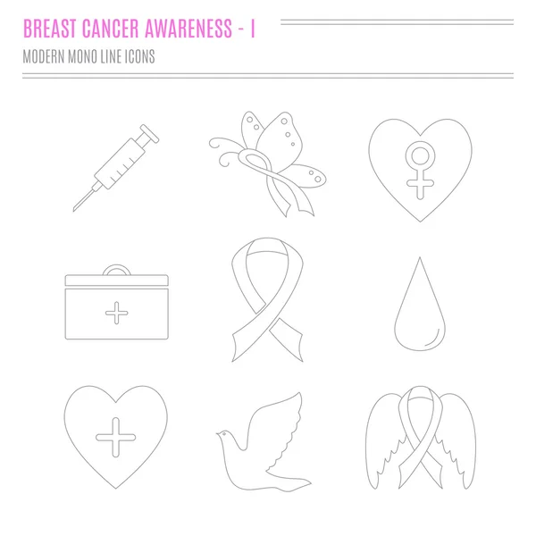 Samling av breast cancer awareness ikoner — Stockfoto