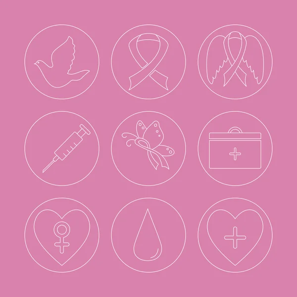Sammlung von Brustkrebs-Symbolen — Stockfoto