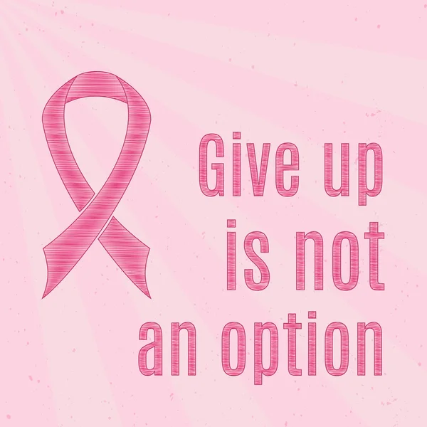 Nastro rosa di consapevolezza del cancro al seno con citazioni ispiratrici . — Foto Stock