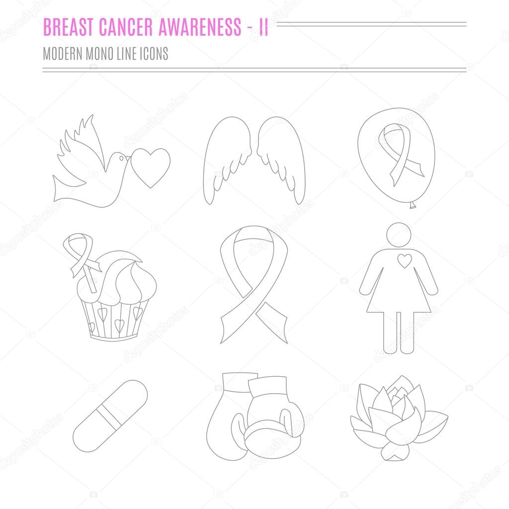 Collection of breast cancer awareness icons