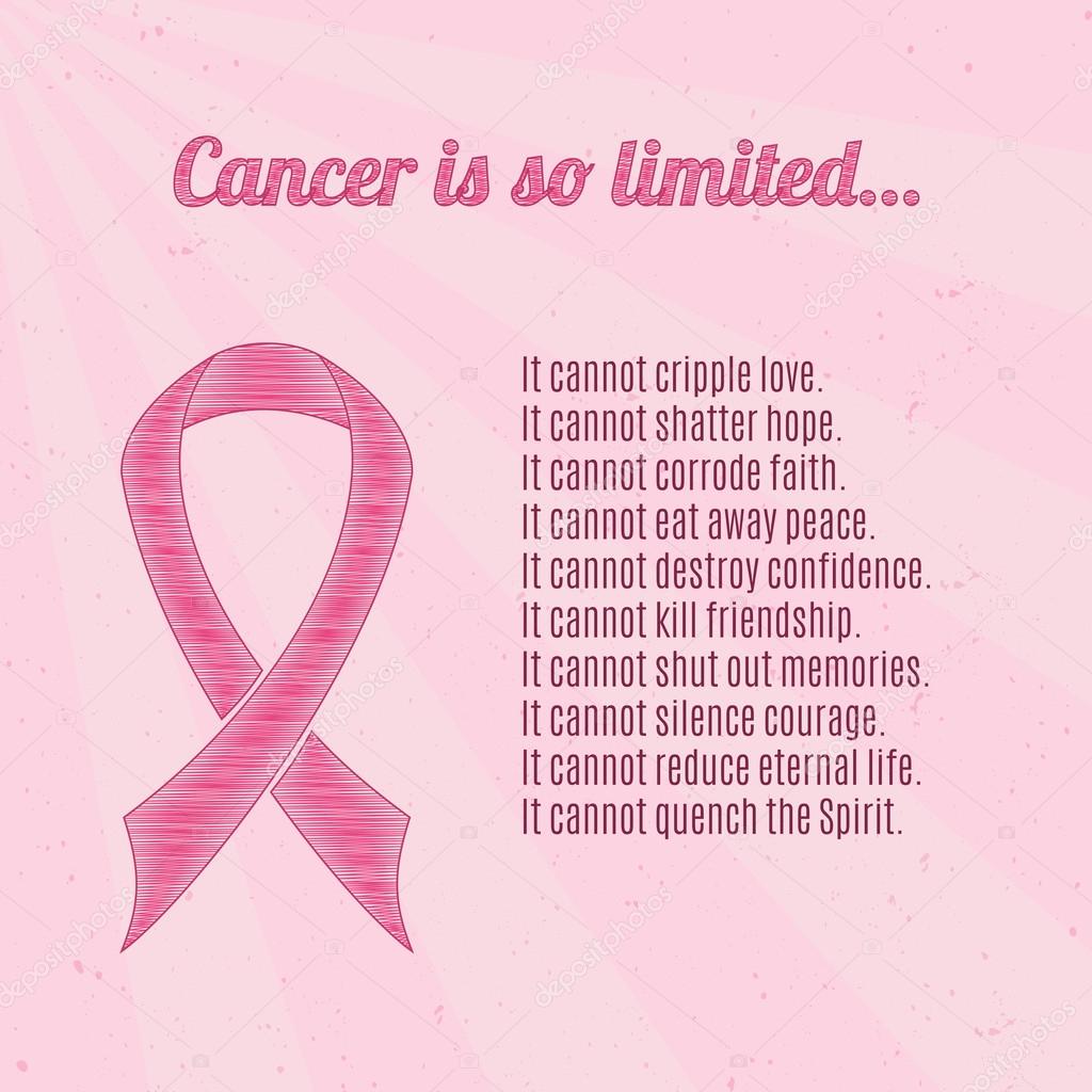 Pink breast cancer awareness ribbon with inspirational quotes. Stock ...