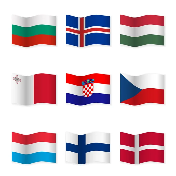 Ondeando banderas de diferentes países 6 — Vector de stock