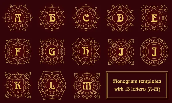 Elegant monogram designmallar med bokstäver. — Stock vektor