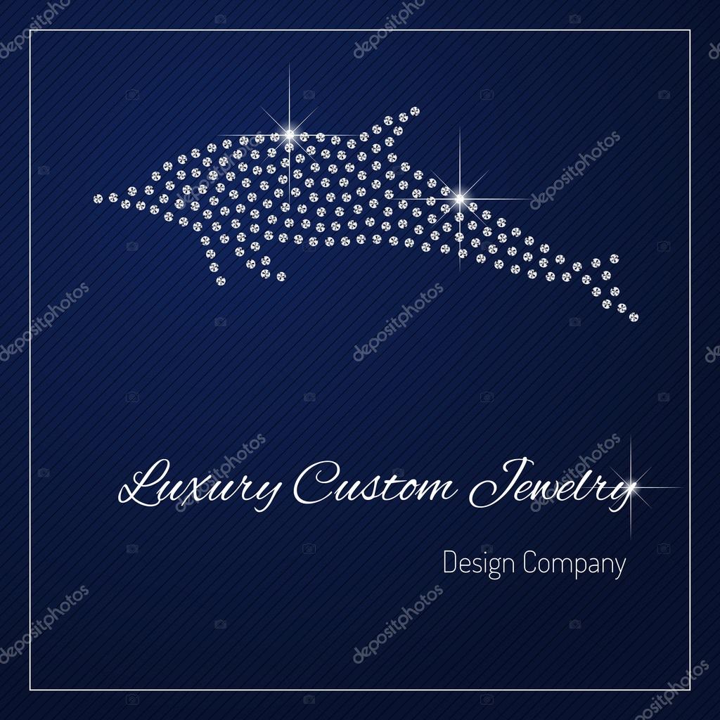 Shimmering diamond luxury dolphin. Glamour design element. Branding identity, logo design concept. Isolated high quality vector graphic. Clean, modern and elegant style design.