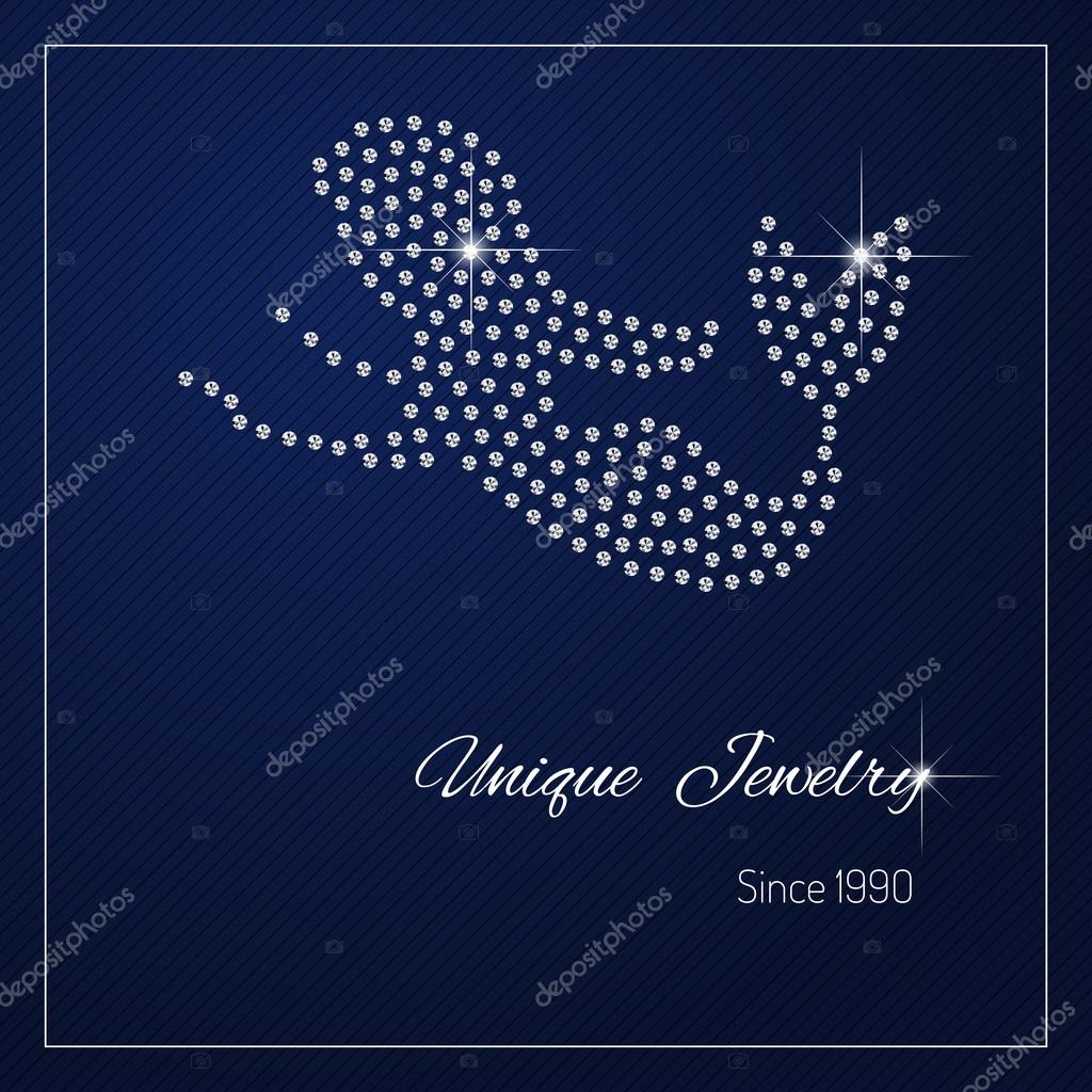 Shimmering diamond luxury Mermaid. Glamour design element. Branding identity, logo design concept. Isolated high quality vector graphic. Clean, modern and elegant style design.