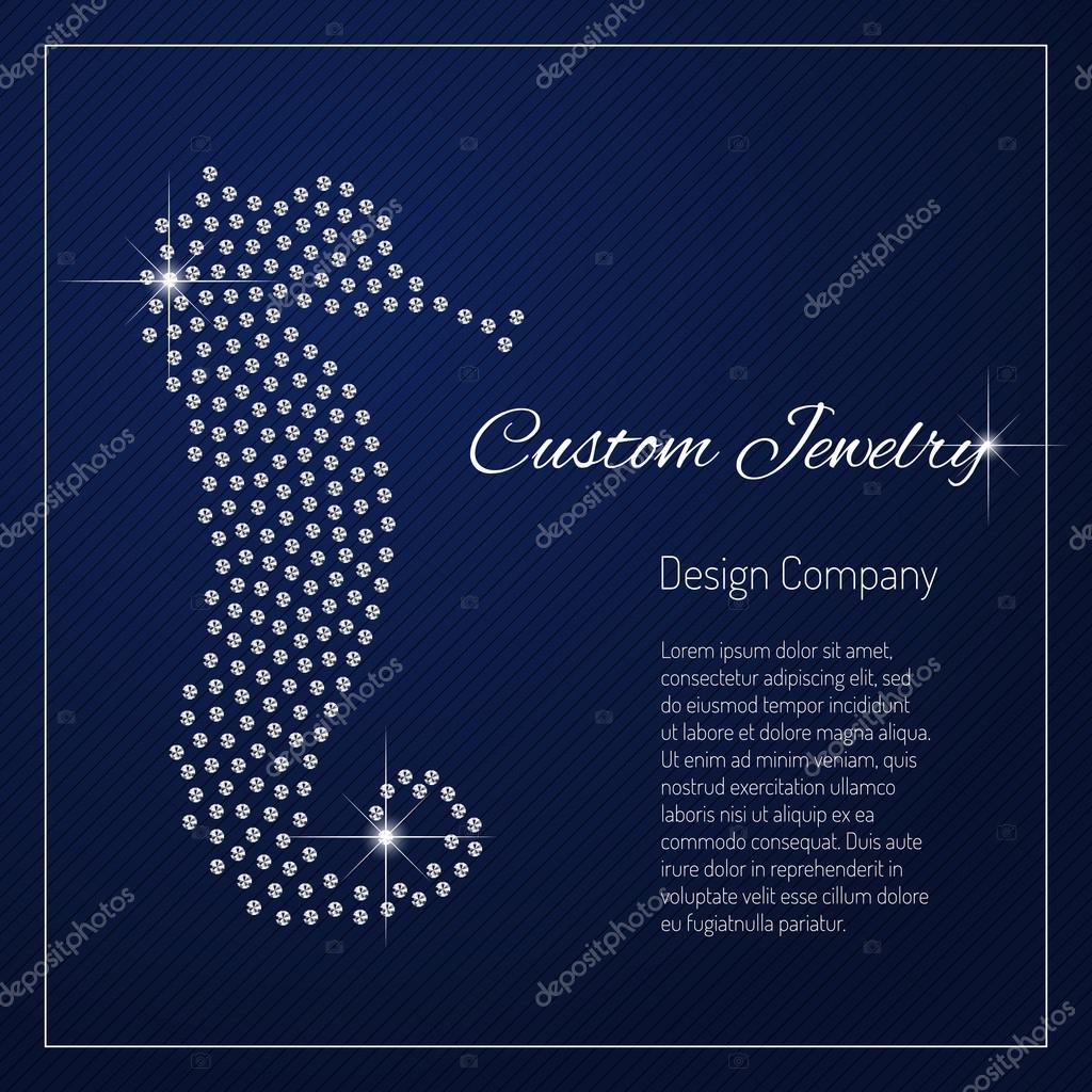 Shimmering diamond luxury Seahorse. Glamour design element. Branding identity, logo design concept. Isolated high quality vector graphic. Clean, modern and elegant style design.