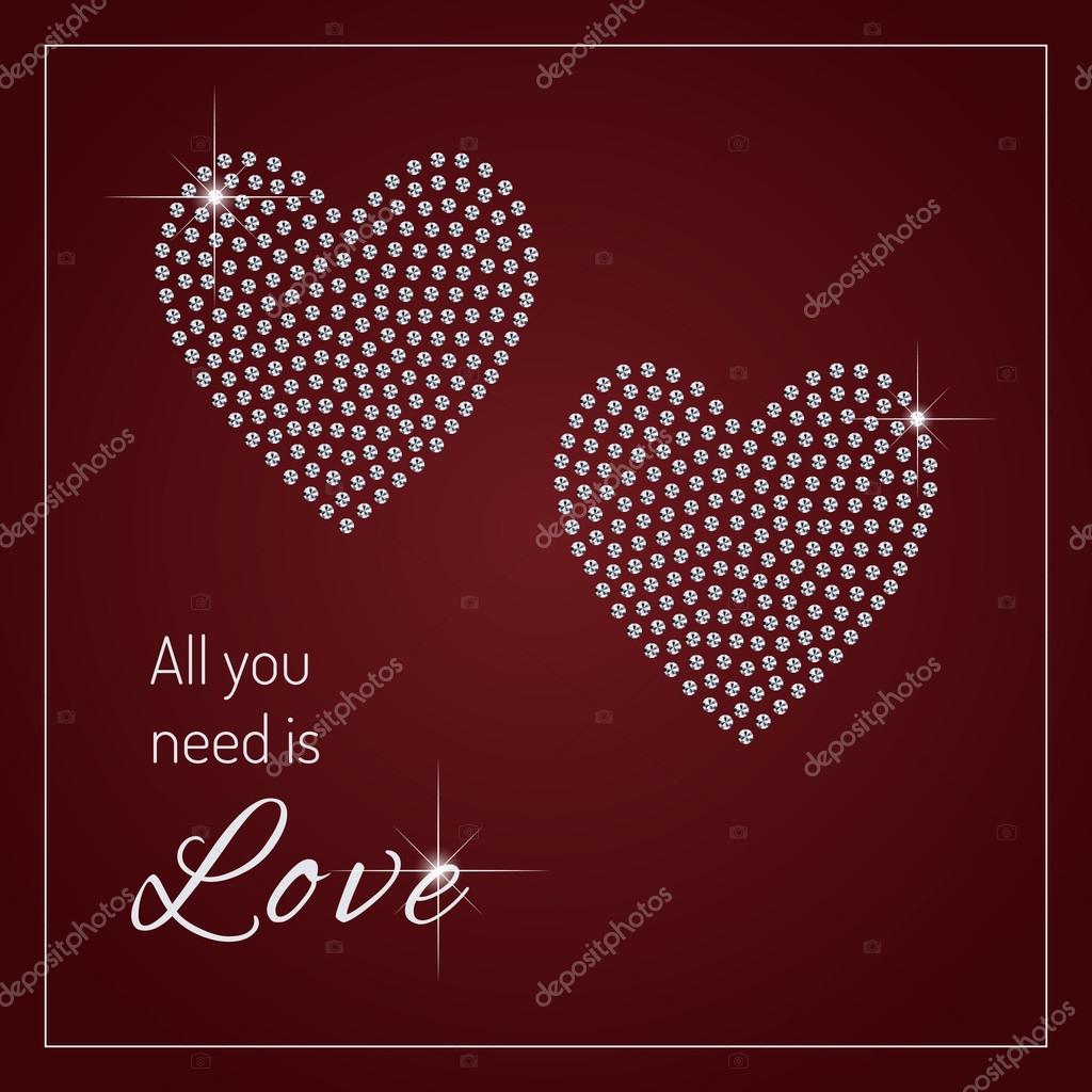 Shimmering diamond luxury hearts. Glamour design element. Branding identity, logo design concept. Isolated high quality vector graphic. Clean, modern and elegant style design.