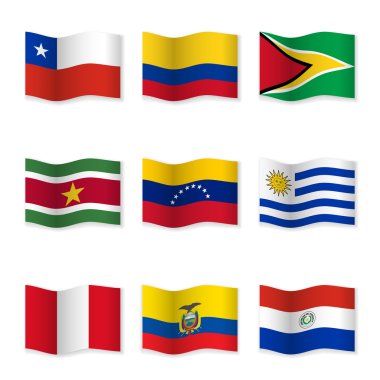 11 farklı ülkelerin bayrakları sallayarak