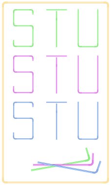 Kokteyl kamış yazı tipi alfabe