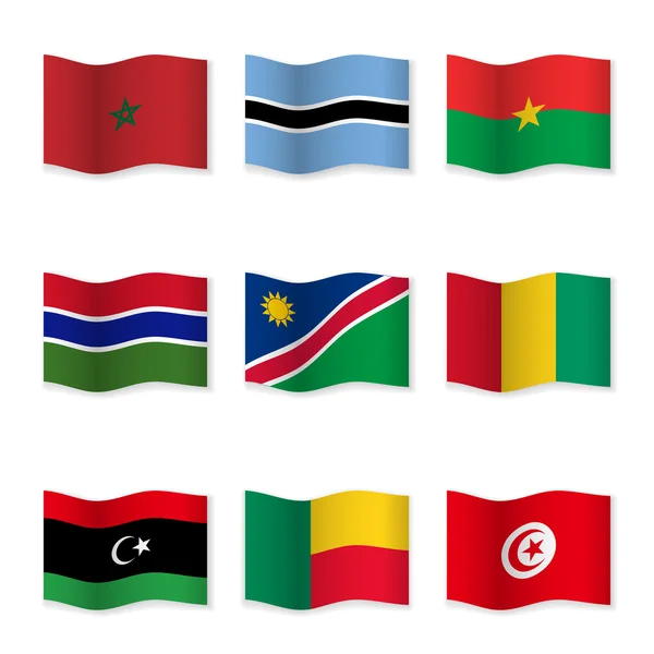 Ondeando banderas de diferentes países . — Vector de stock