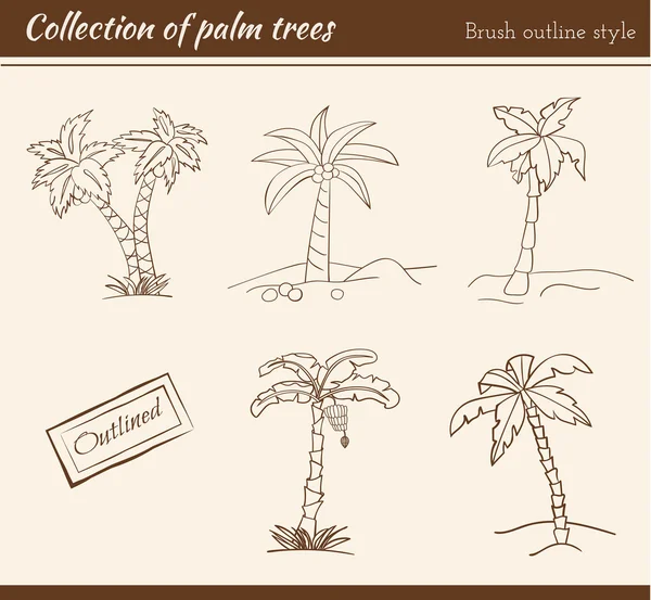 Outline palm trees set — Stock Vector