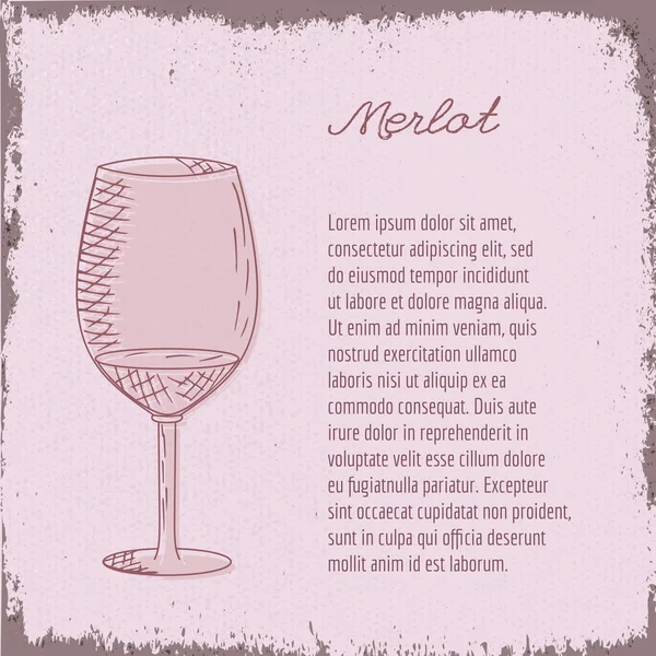 Menú restaurante con copa de vino — Vector de stock