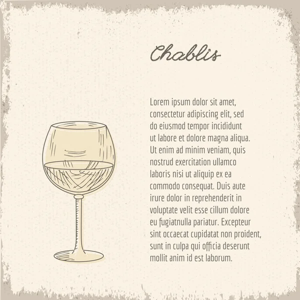 Menú restaurante con copa de vino — Vector de stock